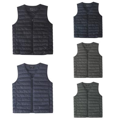 China Anti-wrinkle Winter Zipper Sleeveless V-Neck Heated LOGO Quilted Down Waterproof Men's Vest Custom Made Vest for sale