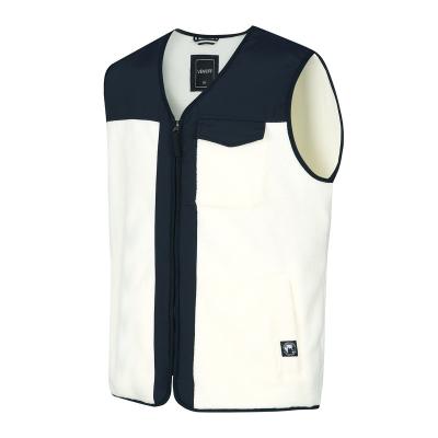 China LOGO Quilted Down Men's Sleeveless Heated Fleece Vest Anti-wrinkle Winter Zipper Warm V-Neck Vest Custom Made for sale