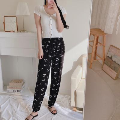 China Summer Wide Leg Ice Silk Good Elasticity Anti-wrinkle Pants For Women Plus Size Wide Leg Loose Women's Big Leg Pants for sale