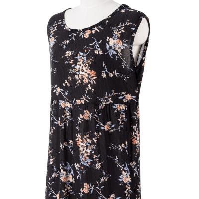 China Anti-wrinkle sleeveless ladies dress for women casual vintage dresses elegant ladies floral print dress for sale