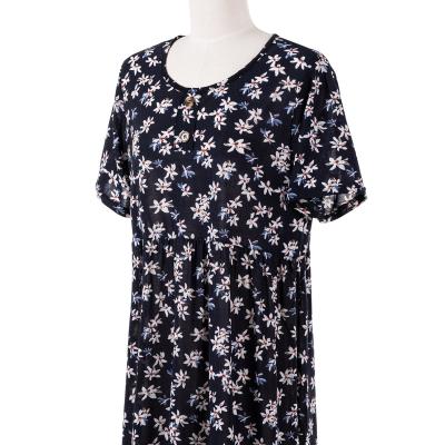 China High Quality Anti-wrinkle Flower Ladies Dress For Fat Women Vintage Casual Dresses Elegant Ladies Dress for sale