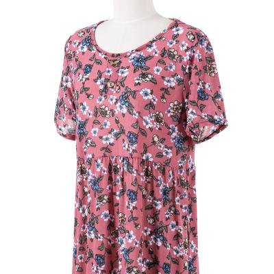 China high quality Anti-wrinkle large size flower ladies dress for fat women vintage casual dresses elegant ladies dress for sale