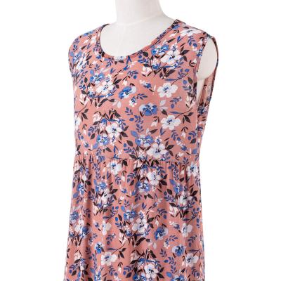 China Anti-Wrinkle Elegant Ladies Dress Floral Printed Sleeveless Ladies Dress For Women Vintage Casual Dresses for sale