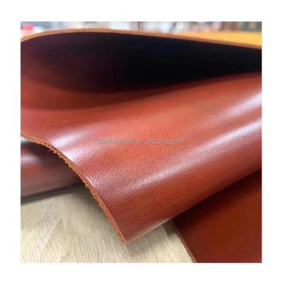 China Beautifully burgundy organic pure oil wax leather vegetable tanned cowhide leather leather for shoes and bags etc. for sale