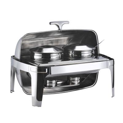 China High Quality Household Stainless Steel Food Warmer With Two Soup Pots Rectangular Buffet Teaser Dish For Hotel for sale