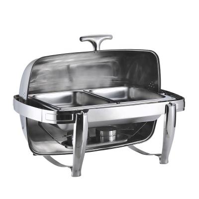 China Household New-designed rectangular stainless steel food warmers with two food basins for hotel buffet stove for sale