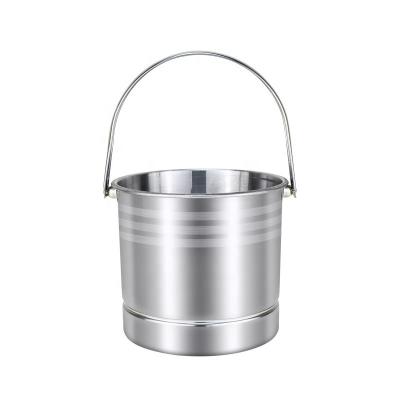 China Durable Durable Stainless Steel Ice Bucket With Strainer Metal Bucket For Home Bar To Cool Beer And Wine for sale