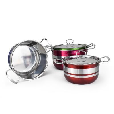 China Sustainable Factory-opened Stainless Steel Soup Pot Set With Four Pieces Of Colored Pot Set With Various Sizes for sale