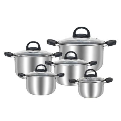 China Sustainable Eco-friendly Metal Stainless Steel Non Stick Cookware Soup Pots Sets For Kitchen for sale