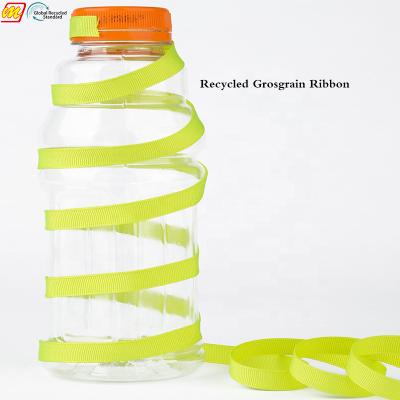 China Custom Recycled Wholesale Recyled GRS Certificate Polyester Webbing Recycle Grosgrain Satin Ribbon for sale