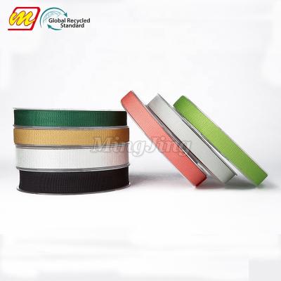 China Custom Recycled Recyled GRS Certificate Webbing Bias Grosgrain Satin Grosgrain Satin Cable Flat Ribbon for sale