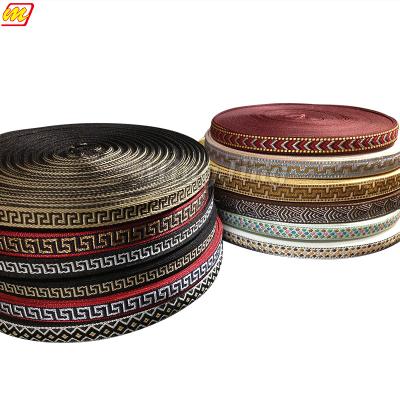 China Wholesale Custom High Tenacity All Logo Pattern Embroidery Ribbon, Glitter Jacquard Webbing Band for sale