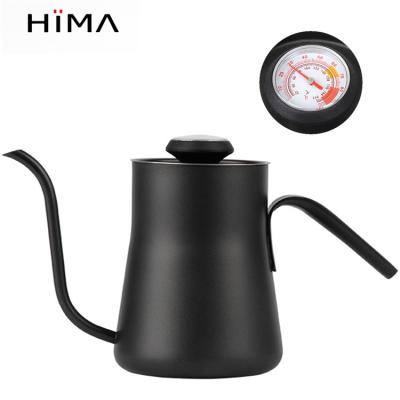 China Durable 500ML Stainless Steel Spill Over Drip Coffee Kettle Set Hand Brewed Gooseneck Pot Coffee Kettle with Thermometer for sale