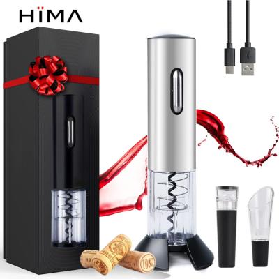 China Custom Viable LOGO Wine Opener Corkscrew Gift Set Rechargeable Electric Red Wine Bottle Opener Stainless Steel Wine Bottle Opener Set for sale