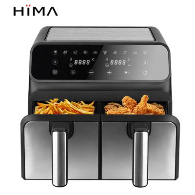 China Hotel Dual Zone Stainless Steel Electric Air Fryer 8 Liter Cooker 2 Drawers Air Fryer 8l Dual Basket Intelligent Digital Air Fryer for sale