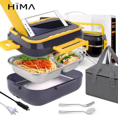 China Stocked 3 Compartments Stainless Steel Electric Lunch Box Car Truck Desktop Electric Bowl Heater with Heater for sale