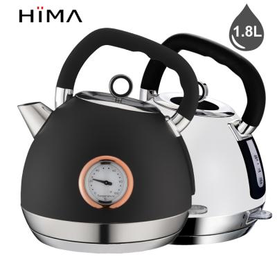 China 360 Degree Base 1.8L Electric Kettle Retro Tea Boiler Hot Water Kettle Rotating Electric Samovar Tea Kettle With Thermometer for sale