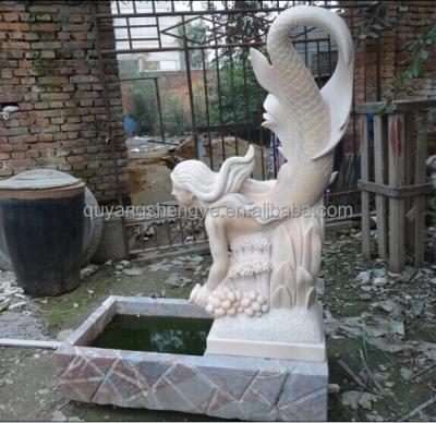 China Outdoor Decoration Mermaid Decorative Pink Marble Fountain for sale