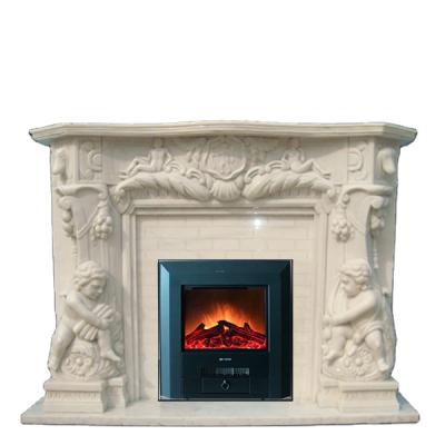 China Mid Century European And American High End Luxury Real Fire Marble Style Fireplace for sale