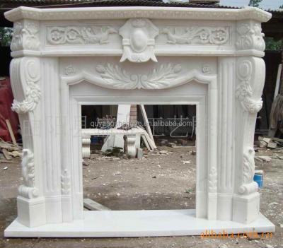 China Classic Western Style Natural Stone Energy Carving Coal Fireplace Mantel for sale