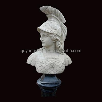 China Exquisite Details Ancient Roman Soldier Bust Female Marble Sculpture for sale