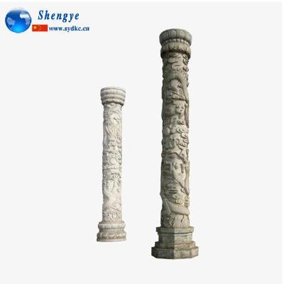 China Decorative stone column and solid exterior dragon pillars for sale