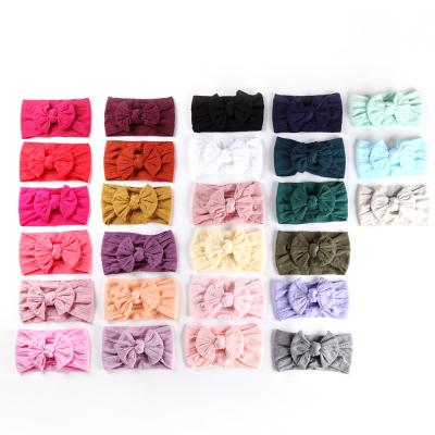 China Cute Hair Accessories Baby Headband Baby Cable Knit Nylon Super Stretchy Bowknot Kids Headband Nylon Turban for sale