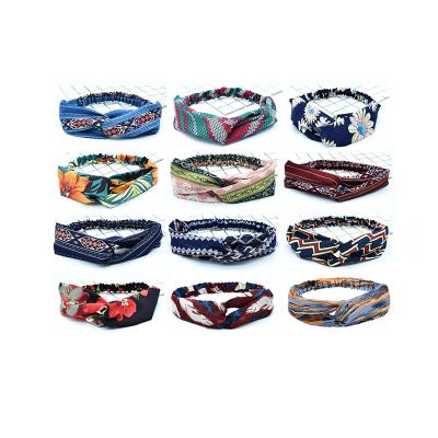 China Makeup Wash Hair Accessories 100 Styles Friendly Material Women, Elastic Boho Sports Headband, Cross Elastic Headband For Girls for sale