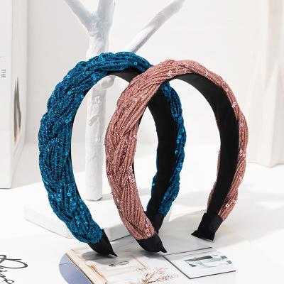 China Fashion TypeWholesale Fashion Headband Women Sequins Turban Girls Tie Headbands Hair Bands For Girls for sale