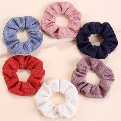 China Wholesale Stylish Hair Scrunchies Waffle Knit Soft Ponytail Hari Elastic Hair Flips Accessories For Women Adults Kids for sale