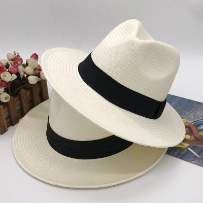 China Character Mens Mexican Sombrero Straw Cowboy Hats Unisex White Wide Brimmed Top Hat Summer Female Hats Type-0166 for sale