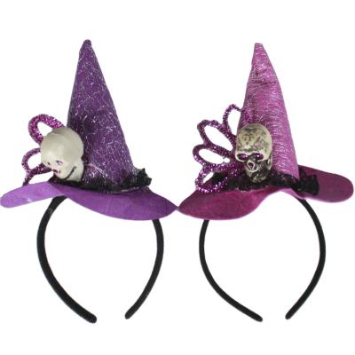 China Eco-friendly Halloween Cosplay Party Supplies Hair Decoration Witch Hat Bow Lace Headband for sale