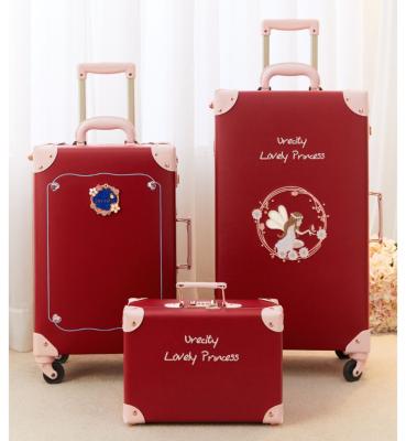 China Cute PU TOURBON Designer Vintage Luggage For Women Carry On Luggage Set With Spinner Wheels for sale