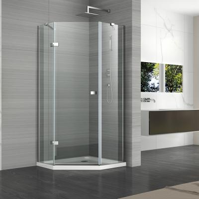 China Modern Frameless Pentagonal Hinge Shower Enclosure for sale