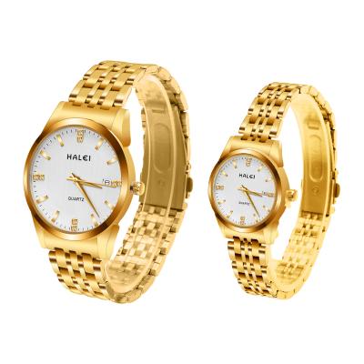 China Dropshipping HALEI Couple Waterproof Business Premium Qualities Lush Waterproof Quartz Watches for sale