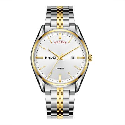 China Day/Date Couples Watch 582M Stainless Steel Branded Ready Stock Water Resistant Wtistwatches Calendar Quartz Luxury Watch For Men for sale