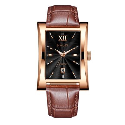 China Wholesale HALEI Water Resistant Genuine Leather Waterproof 24-28mm Diameter Women Watched ALLOY Luxury Quartz Couple Watches for sale