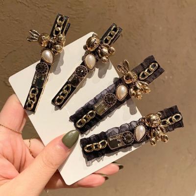 China Fashion Hair Clips Girl Hair Accessories Barrettes Bead Hair Clip Set Soft Luxury Crystal Non Slip Metal Korean for sale