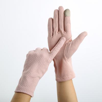 China Summer Training Gloves Women Screen Breathable High Quality Cotton UV Anti Non Slip Dots Car Mittens Glove for sale