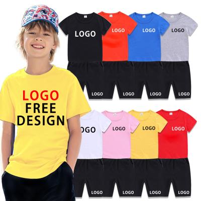 China 2022 Summer Boys Clothing Casual Kids Shorts Set Toddler Boys Plain Two Piece Sets Shirt And Short Set For Kids for sale