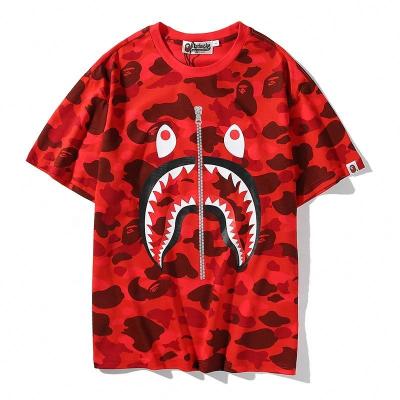 China 2022 Anti-wrinkle Fashion Bape Shark Mouth Blood Shark Shirt Men's Comfortable Teen Boy's T-shirts for sale