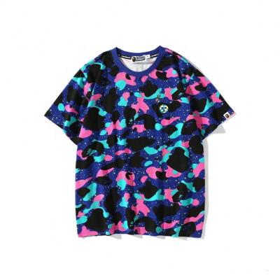 China Bape High Quality Unisex Casual Galaxy Anti-wrinkle T-shirt Camouflage Loose Wandering Round Neck T-shirt for sale