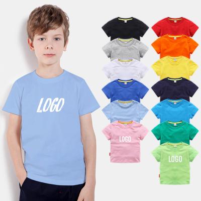 China Custom Kids Boys T Shirts Sublimation Printing Anti Shrink White Short Sleeve 100% Cotton Kids T-shirt for sale