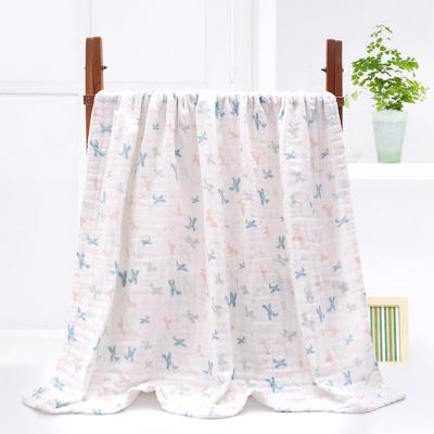 China Sustainable Muslin Tree Baby 110*140cm Printed Newborn 100% Cotton Baby Bath Towel for sale