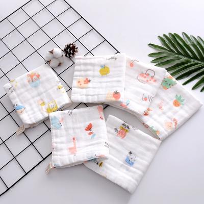 China Sustainable Size Custom Made Bamboo Cotton Material Kids Handkerchief Absorb Water And Thicken Baby Towel Square for sale