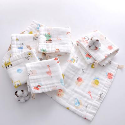 China Gauze Handkerchief Hiccuping Face Towel 30*30 Soft Newborn Baby Crochet 100% Cotton Crochet Facial Towel for sale