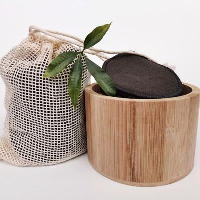 China New Reusable Bamboo Fiber Charcoal Washable Rounds Pads Makeup Remover Bamboo Charcoal Cleaning Cotton 8cm/customizable for sale