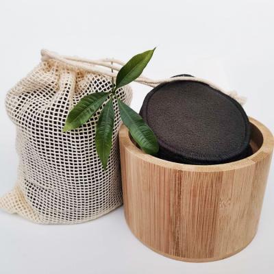 China Double Sided Microfiber Makeup Facial Massage Charcoal Cleaning Bamboo Cotton Pad 8cm/customizable for sale