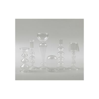 China Glass high quality and good price candlesticks hand iridescent containers candle container for sale