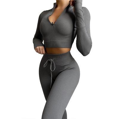 China Wholesale New Breathable Training Long Sleeve Shirt Top And Jogging Set Media Fitness Leggings Women Sexy Butt Lift And Yoga Wear Fitness for sale